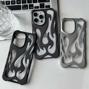 Fashion Matte 3D Hollowed Flame Phone Case For iphone 17 Air 16 Pro Max 15 Plus 14 13 12 11 Electroplated Soft Back Cover capa