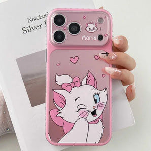 Cute Marie Cat Phone Case for iPhone 17 16 15 Pro Max Pink Shockproof Cover with Heart Wink Design Girly Cartoon Style for Girls