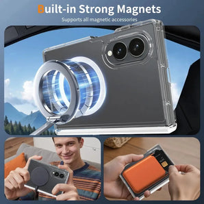Transparent Magnetic for Magsafe Case for Samsung Galaxy Z Fold 8 Ultra 7 6 Fold8 Wide Camera Protection Shockproof Hard Cover