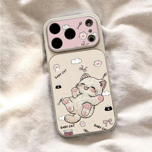 Case For iPhone 17 Cases iPhone 18 Pro Max Case Cute Embroidered Cat Phone Case For iPhone 16 15 14 Plus 13 12 11 16E 17E Cover
