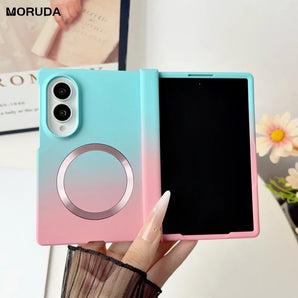 Fashion for Magsafe Double Color Case for Samsung Galaxy Z Fold 8 Ultra 5 6 7 zfold 3 4 Magnetic Wireless Charging Matte Cover