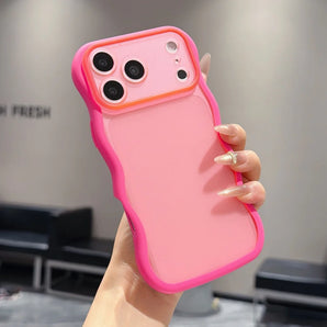 Luxury Wave Frame Frosted Phone Case For iPhone 18 17 16 15 14 13 12 11 Pro Max Bumper Shockproof For 18 Pro Max Fashion Cover