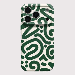 Phone Case For iPhone 16 17 15 14 13 12 11 Pro Max Air 16e 7 8 Plus XS Max X XR Green Abstract Line Hard PC Protective Cover