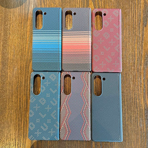 For Samsung Galaxy Z Fold 4 5 6 7 Case Double Hinge Imitation Carbon Fiber Pattern Protection Plastic Hard No Front Cover Funda
