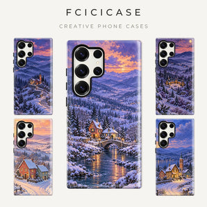 Fcicicase Winter Snow Case For Samsung Galaxy S26 Ultra S25 S24 S23 Plus S22 S20 FE A16 A26 A36 A56 PC +TPU Anti-Fall Cover Capa