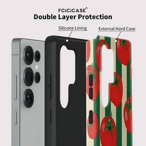 Luxury Tomato Print Phone Case For Samsung Galaxy S25 Plus A26 S23 A16 S20 FE S26 S24 Ultra A56 Shockproof Matte Etui