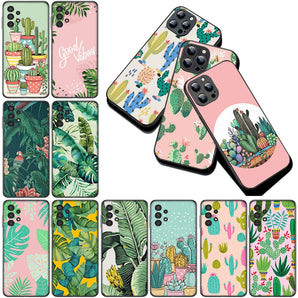Phone Cover for OPPO A40 A60 A80 A38 A18 A17 A16 A78 A79 A54 A15 A57 4G 5G Casing Silicone Case Leaf Plant Leaves Cactus