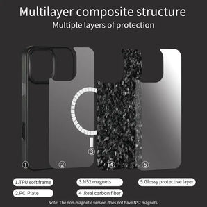KOMII-Metal Frame Small Pattern Carbon Fiber Phone Case for iPhone 17 16 15 14 13 17 Pro Max 17Air iPhone Case