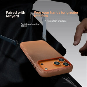 1:1 Original For MagSafe Charging Magnetic Phone Case For iPhone 18 Pro Max 17 16 15 14 With Woven Strap Anti-lost Lanyard Cover