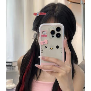 Cartoon character cat transparent silicone phone case, suitable for iPhone 17 Pro Max 16 15 Plus 14 13 Pro back cover girl gift