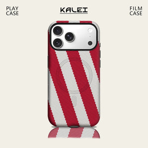 Red & White Weave Phone Case for IPhone 17 16 15 14 13 Pro Max Plus for Magnetic Single Double-layer Tough Case