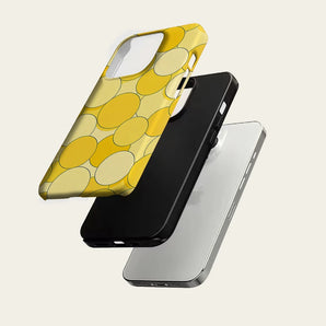 Warm Yellow Geometric Phone Case For Magnetic for iPhone 17 16 15 14 13 12 11 Pro Max Plus Double-layer Anti-Drop Back Cover