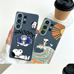 Cute Cartoon S-noopy Coffee Phone Cover Case for Samsung Galaxy S26 Ultra S25 Edge Note 20 Ultra 10 S25Ultra S24 S23 S20 Plus