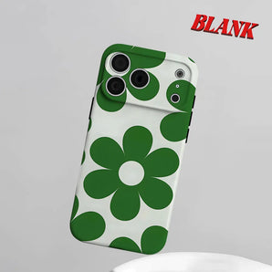 Green Simple Daisy Floral Phone Case for iPhone 18 17 16 15 14 13 12 11 Air Pro Max Plus Double-layer Cover