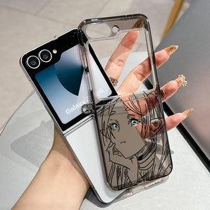 phone Cases for Samsung Galaxy Z Flip3 Flip4 Flip5 Flip6 Flip7 5G Semi-transparent Foldable Hot Japan Anime Comics Frieren Cover