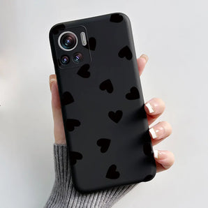 Phone Casing For Motorola Edge 30 Ultra Bumper Shockproof Soft Cover Silicone Jelly Black Case Fluffy White Bunny Pattern