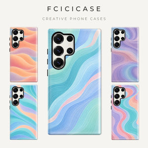 Fcicicase Water Ripple Pattern Phone Case For Samsung Galaxy S26 Ultra S25 S24 S23 Plus S22 S20 FE A16 A26 A36 A56 PC +TPU Cases