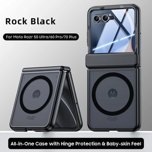 For Motorola Razr 70+ 60 50 Ultra Phone Case Magnetic Hinge Protection Anti Spy HD Clear Front Screen Protector Shockproof Cover
