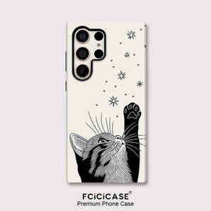 Print Cute Cat Phone Case For Samsung Galaxy S23 S24 Ultra S26 Edge S25 Plus A36 A26 A56 A16 S20 FE Shockproof Cover