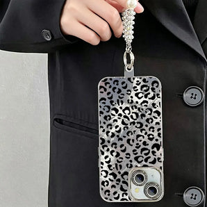 Wrist Strap Phone Case For iPhone 17 16 15 14 13 12 11 Pro Max X XS XR 7 8 15 16 14 Plus 17 Air Lanyard Y2K Leopard Print Cover