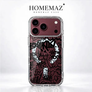 HOMEMAZ Graffiti Clear Case for iPhone, Street Art Print Shockproof Soft TPU Cover with Raised Camera Guard and Precise Cutouts