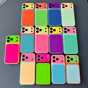 Luxury Color Collision Case For iPhone 18 17 16 15 14 Pro Max Camera Large Window Acrylic Hard PC Shockproof Back Cover