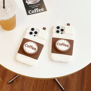 Individualistic Girl Silicone Gel Anti-Drop Case For Coffee Cup Design Cool Shell Bracket For iPhone 17 16 13 14 15 Pro Max/Plus