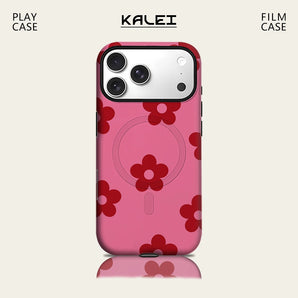 Burgundy Floral Phone Case for IPhone 17 16 15 14 13 Pro Max Plus for Magnetic Single Double-layer Tough Case