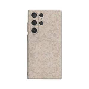 Beige Damask Phone Case for Samsung Galaxy S25 Ultra S24 S23 Ultra Plus Glossy Double-layer Back Cover
