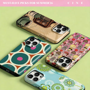 Retro Circle Floral Phone Case for iPhone 18 17 16 15 14 13 12 Pro Max Plus Air Magnetic Double-layer Back Cover