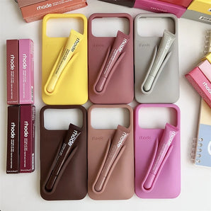 Moisturizing Lip Gloss Silicone Phone Case for IPhone 15 16 17 ProMax 11 12 13 14 Air Pro Max Plus Lipstick Holder Set Makeup