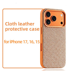 Luxury Woven Texture Fabric Leather Magnetic Full Coverage Shockproof Phone Case for iPhone 17 Pro Max 16 15