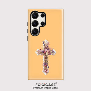 Fcicicase PC +TPU Case For Samsung Galaxy S26 Ultra S25 S24 S23 Plus S22 S20 FE A16 A26 A36 A56 Double-layer Flowers Cases Funda