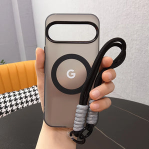 Wrist Lanyard Matte Candy Colored Magnetic Case For Google Pixel 9 8 Pro  XL 10a 9a 8a For Magsafe Charging PC Translucent Cover
