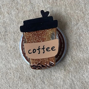 Korean Cute Coffee Cup for Magsafe Griptok Holder Phone Finger Ring Stand Support for IPhone 15 16 17 Pro Max Girl Bracket