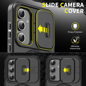 Case For Samsung Galaxy S26 S25 S24 S23 S22 S21 Ultra Plus Edge S25FE A57 M56 Slide Camera Protect Magnetic holder Armor Cover