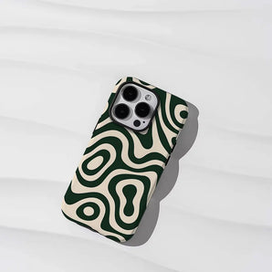 Green Swirl Phone Case for iPhone 18 17 16 15 14 13 12 11 Air Pro Max Plus Double-layer Cover