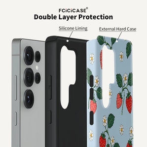 Strawberry Case For Samsung Galaxy S26 Ultra S25 S24 S23 Plus S22 S20 FE A16 A26 A36 A56 Anti-fall PC +TPU Cover Funda