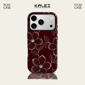 Burgundy Floral For Magnetic Must-Have Phone Case for IPhone 18 17 16 15 14 13 Pro Max Plus Single Double-layer tough Case