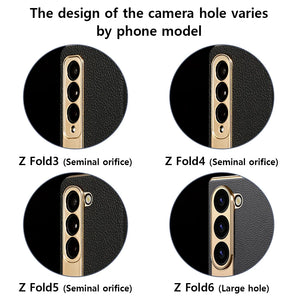 Leather Flip Case for Samsung Galaxy Z Fold 7 6 5 4 3 8 Fold8 ULtra Fold7 Plating Magnetic Hinge Stand Cover with Mirror Film