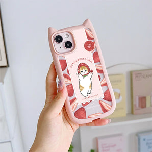 Cute Mofusands Cat Ear Phone Case For iPhone 16 15 14 13 12 11 Pro Max Transparent Shockproof Hard Acrylic Soft Silicone Bumper
