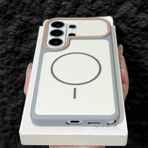 Luxury Dual Tone Matte Phone Case For Samsung Galaxy S26 S25 S24 S23 Ultra Plus For Magsafe Wireless Charge Cover