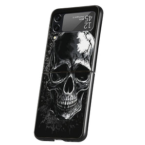 Hard PC Phone Case For Samsung Galaxy Z Flip 6 5 4 Black Cover For Galaxy Z Flip 3 Foldable Shockproof Capas Terror Black Skull