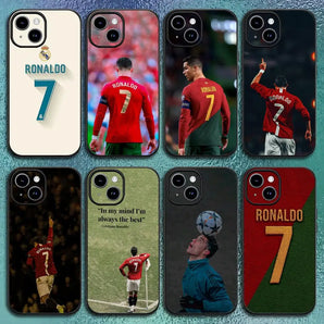 Football C-CR7 Brave R-Ronaldo 7 Phone Case For IPhone 17 16 15 14 13 12 11 Pro Max Plus Mini Black Frosted Soft Shell Funda