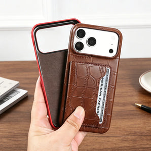 Magnetic Card Holder Crocodile Leather Case For iphone 18 17 Pro Max 16 14 15 Plus 17e 16e Air 13 12 Pro Phone Case Back Cover