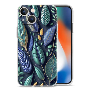 Soft TPU Transparent Phone Case Cover for iPhone 17 16 15 14 13 12 11 Pro Max 17 Air 7 8 Plus Shell Fundas Colorful Leaves Capas
