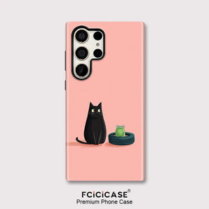 Fcicicase For Samsung Galaxy S26 Edge A36 A56 S25 Plus S20 FE A26 S24+ S23 Ultra Cat Frog Print Phone Case Shockproof Cover