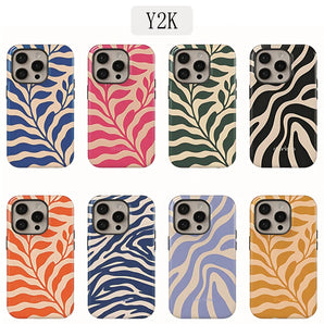 Luxury Y2K Colorful Leaves Phone Case for iPhone 17 16e 16 15 14 13 12 11 X XS XR XSMAX 7 8 Air Pro Max Plus Double-layer