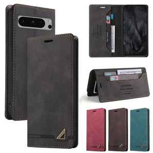 Anti Theft Brush Flip Leather Case for Google Pixel 11 10 9 Pro XL 10A 9A 8 7 6 Pro 8A 7A Stand Card Slot Wallet Phone Cover