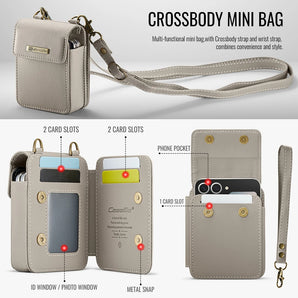 Leather Crossbody Bag for Samsung Z Flip 7 4 5 6 Motorola Razr Wallet Case Leather Case Phone Cover Lanyard Strap Cards Cash Bag